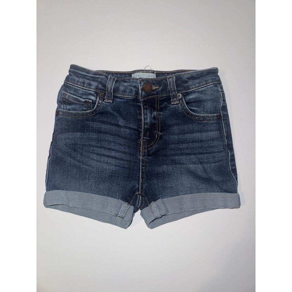 Girls Denim Shorts Size 7 Blue Stretch Mid Rise Cuffed Hem Pockets